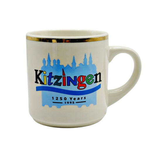 Kitzingen 1250 Years 1995 Commemorative Mug - German Souvenir with Gold Trim