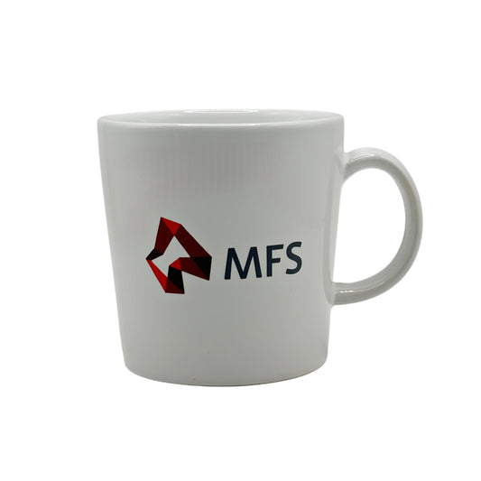 MFS Branded White Ceramic Coffee Mug - Financial Services Logo Cup