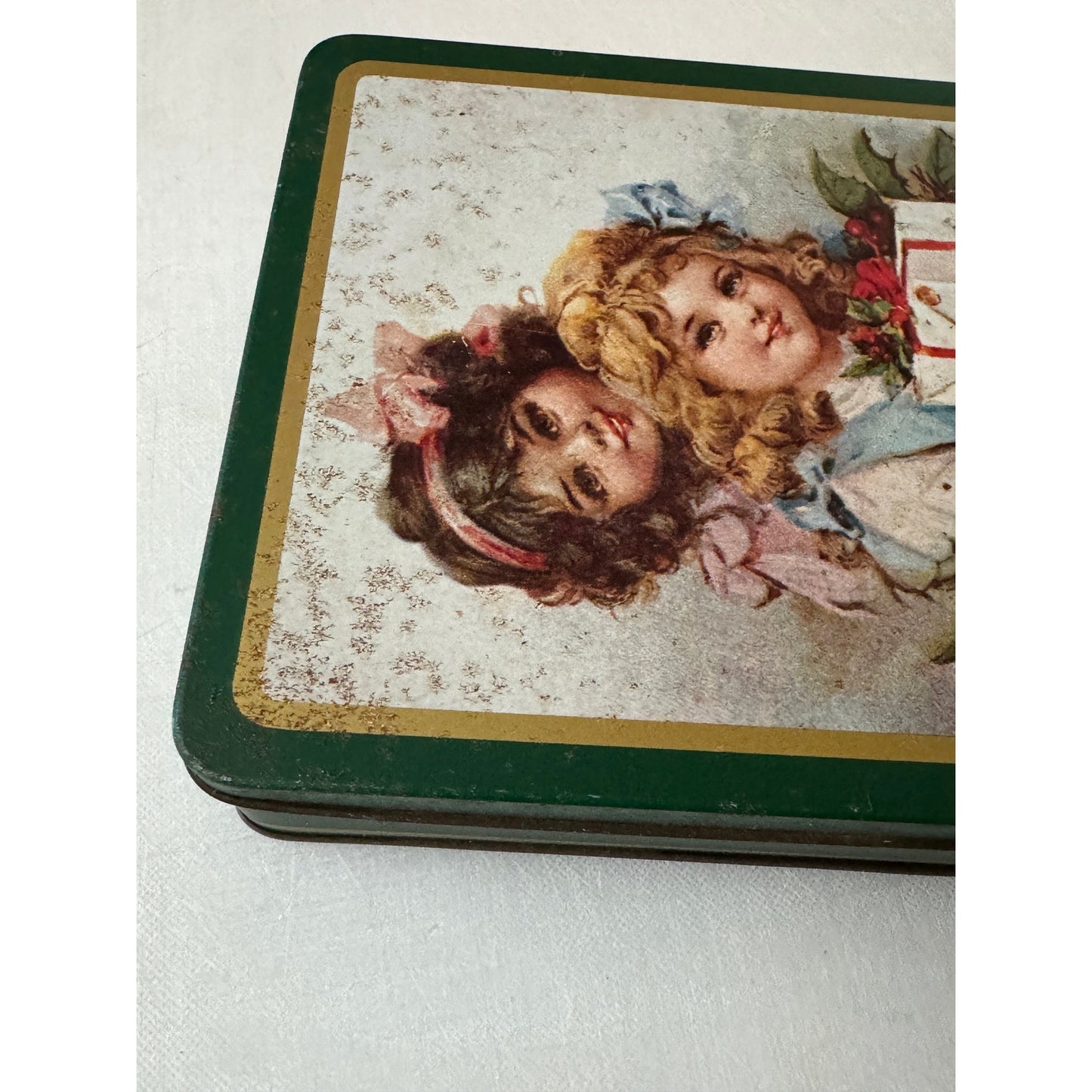 Christmas Season Tin with Frances Brundage Antique Print Collectible from Tinsmith's Craft