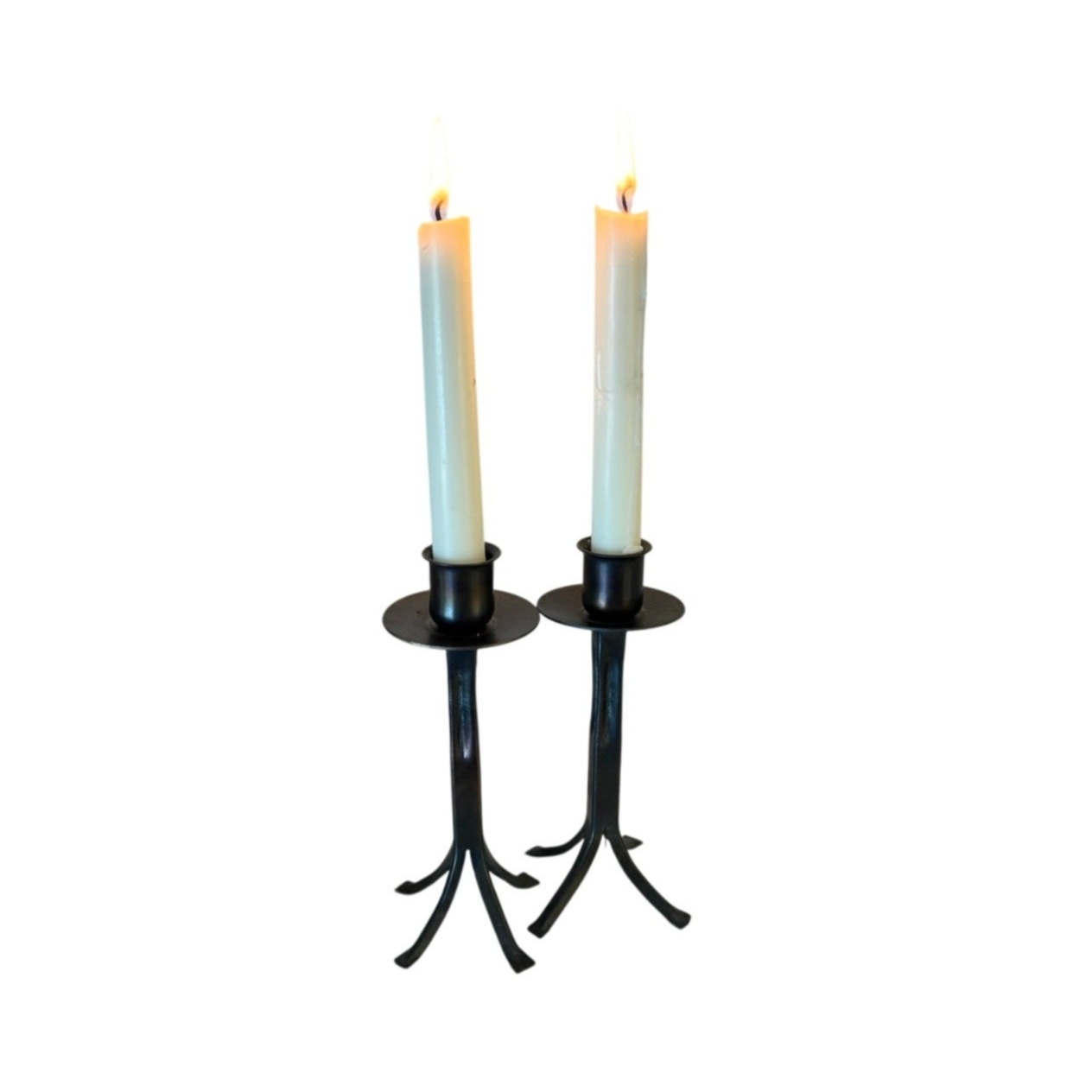 Vintage Bronze Candlesticks Pair – Iridescent - Minimalist Modern Rustic Design