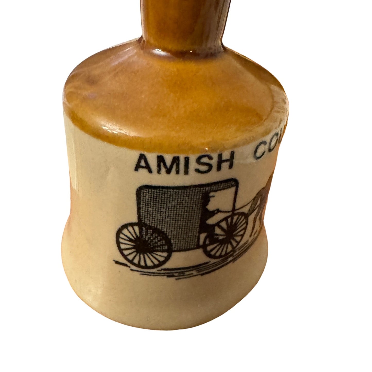 Ceramic Bell Amish Country Memorobilia Tan and Brown