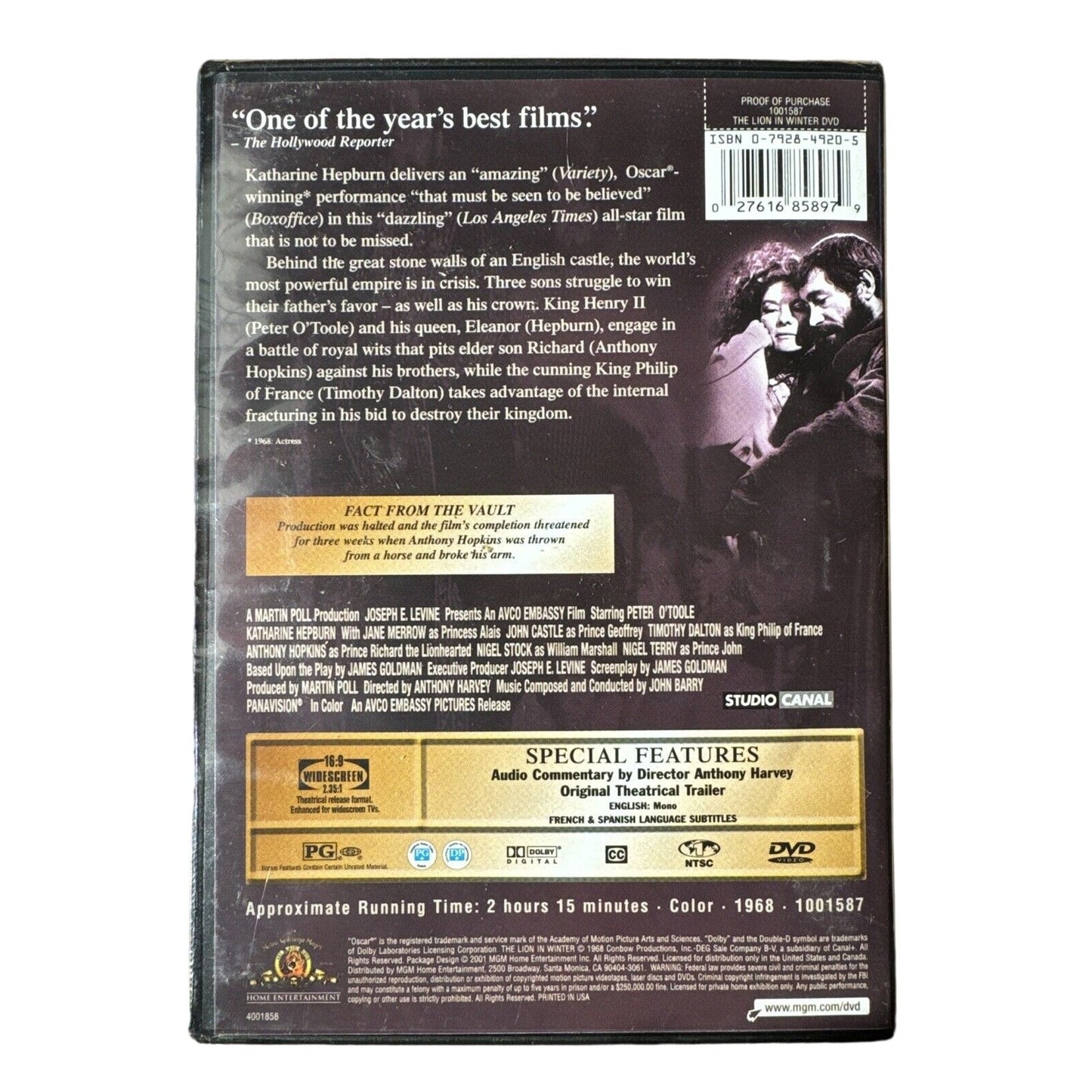 New DVD - The Lion in Winter Starring Peter O'Toole and Katharine Hepburn