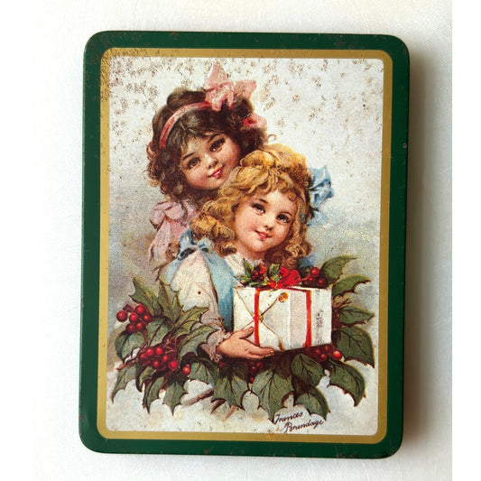 Christmas Season Tin with Frances Brundage Antique Print Collectible from Tinsmith's Craft