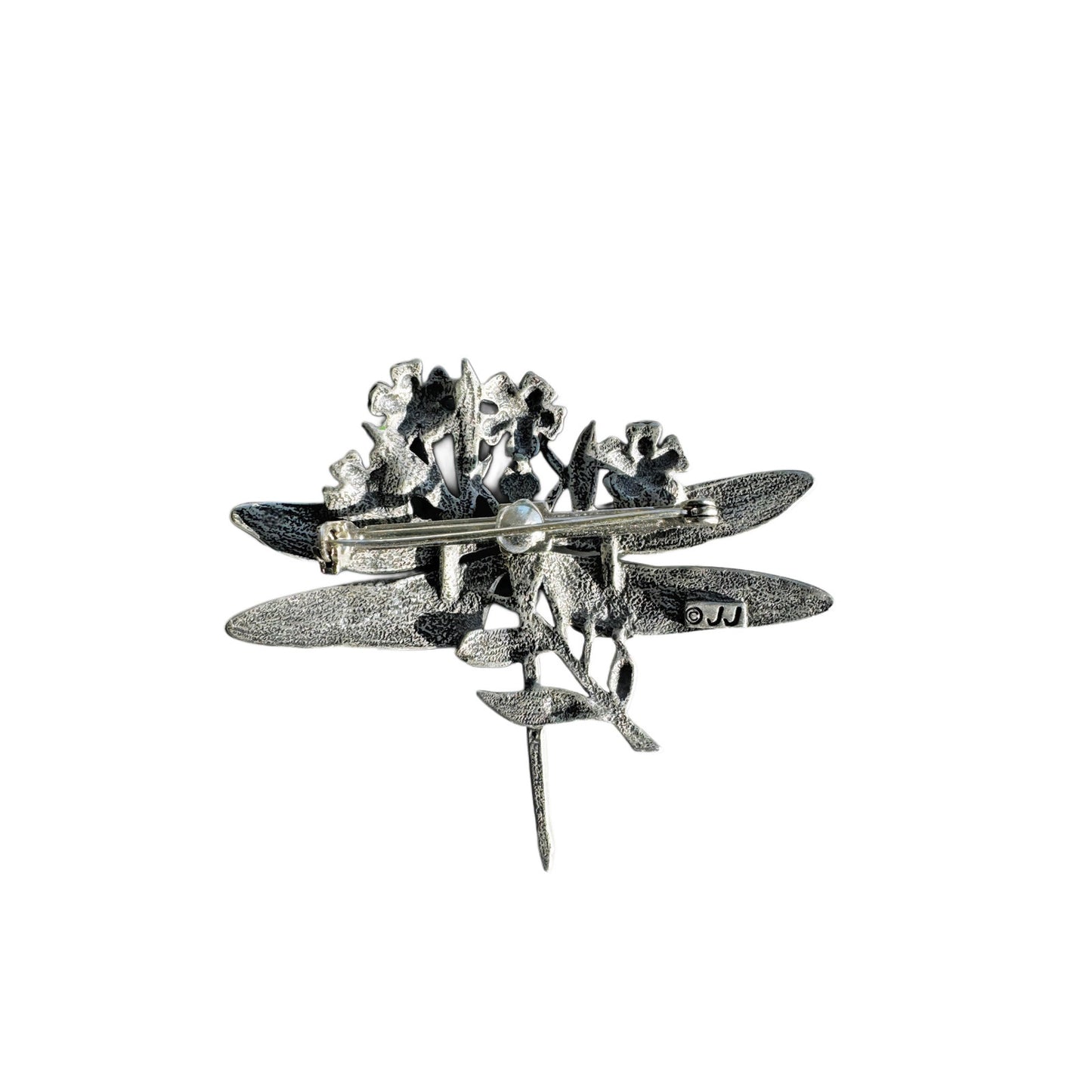 Vintage Jewelry - Dragonfly Brooch Pin in Pewter and Enamel - 1980's JJ Jonette