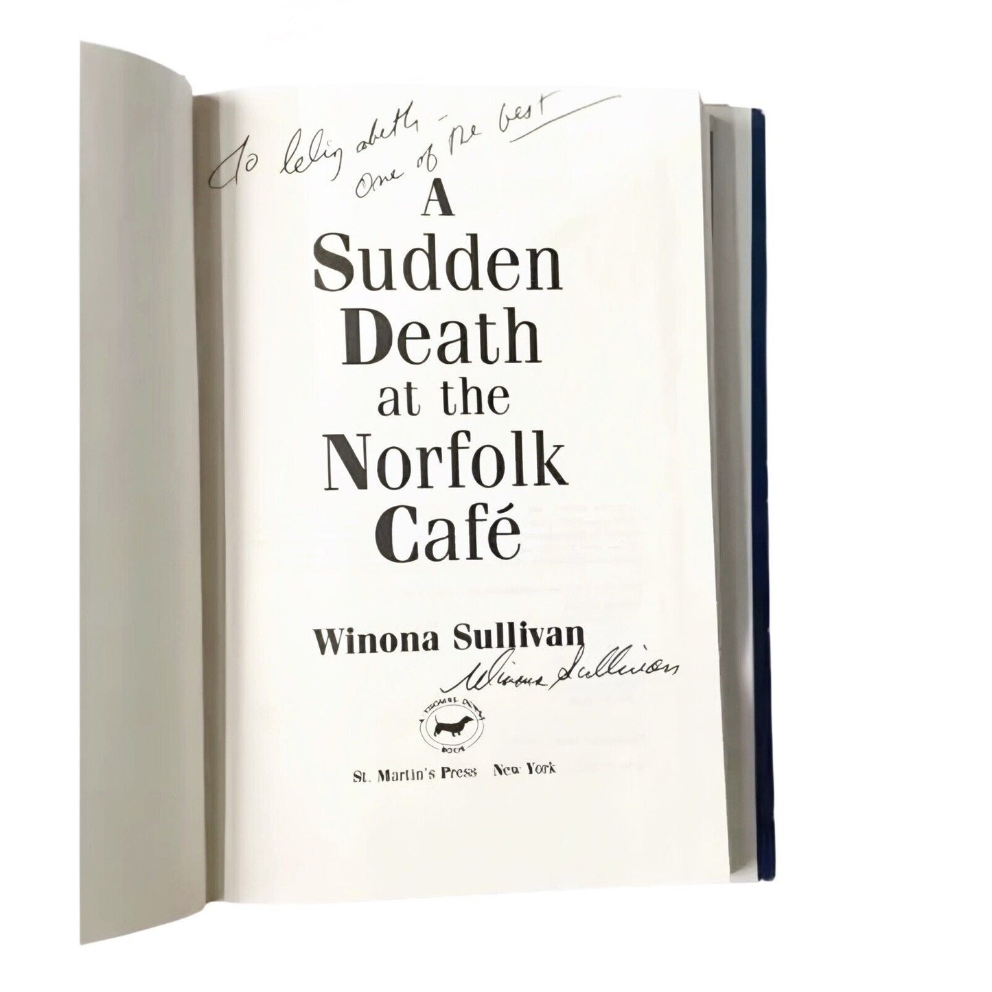 Sudden Death at the Norfolk Cafe by Winona Sullivan - Signed 1993 HCDJ First Ed