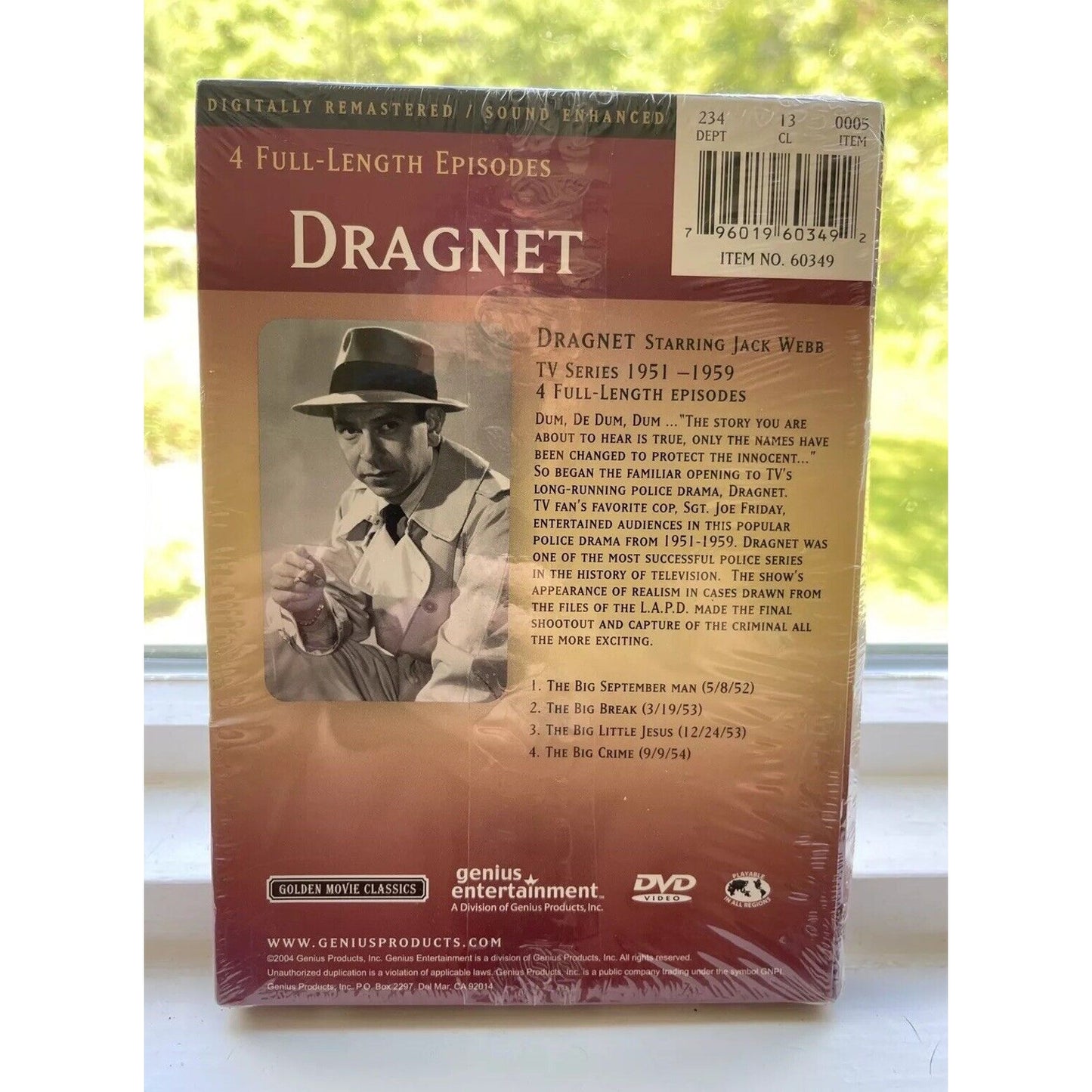 Dragnet DVD 4 Full Episodes 1952 to 1954 FACTORY SEALED Golden Movie Classics