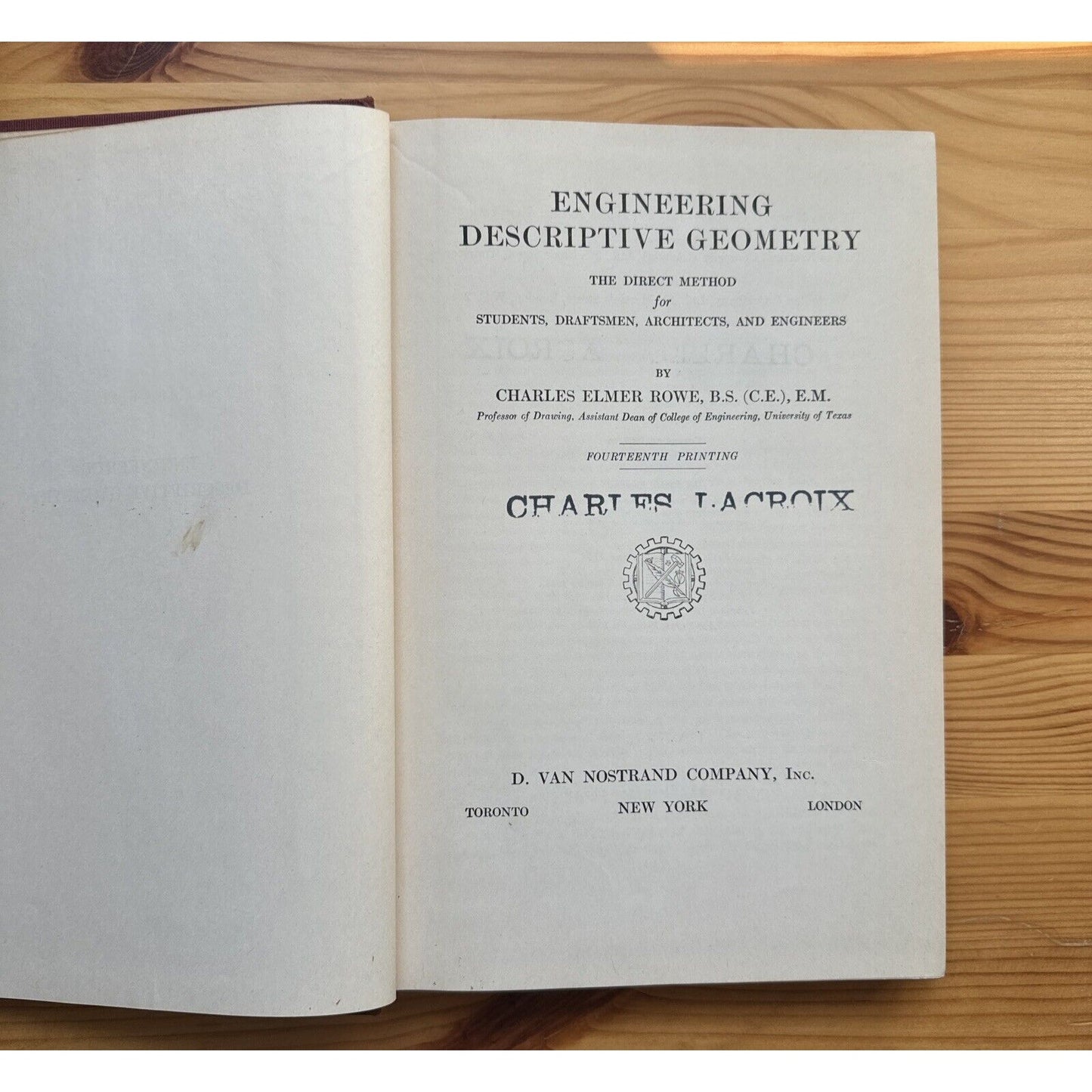 Vintage 1950 Textbook Engineering Descriptive Geometry by Charles E Rowe