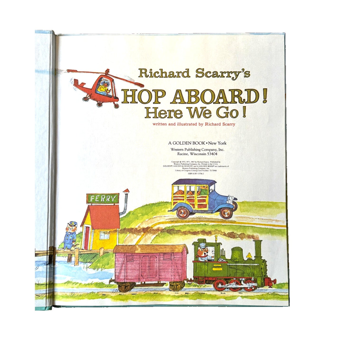 1987 Richard Scarry Hop Aboard Here We Go - Vintage Golden Book