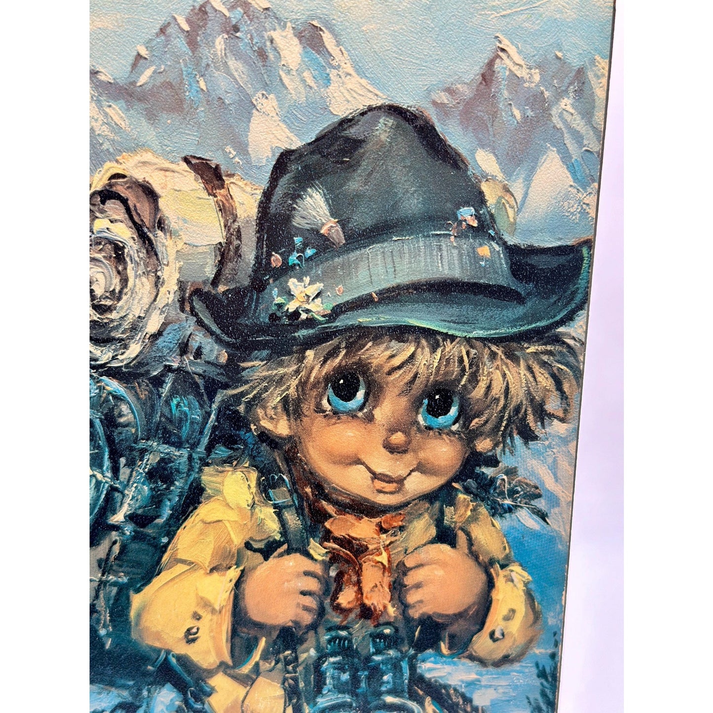 Vintage Michel Thomas Big Eyes Hiker Wall Print - Mounted on Board