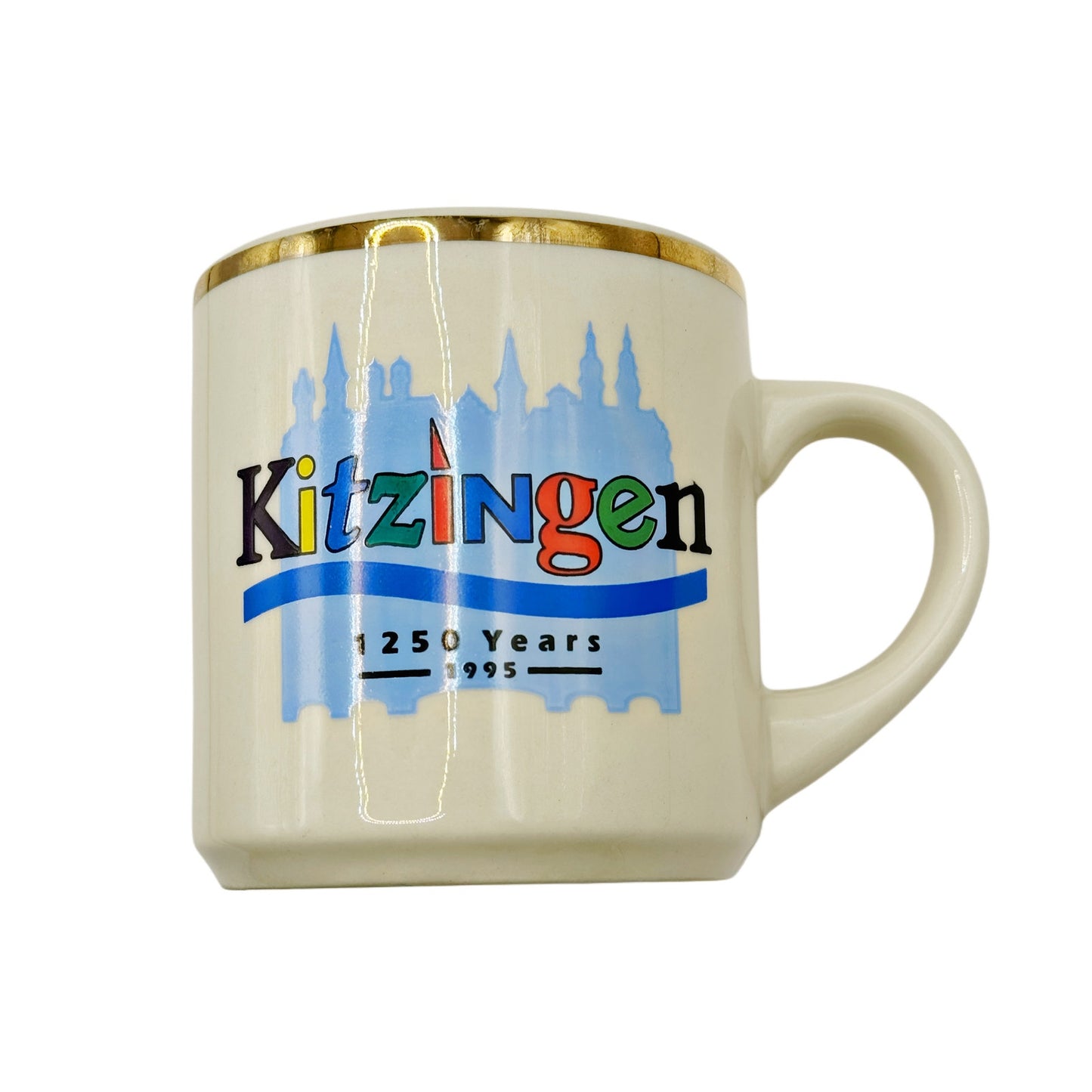 Kitzingen 1250 Years 1995 Commemorative Mug - German Souvenir with Gold Trim