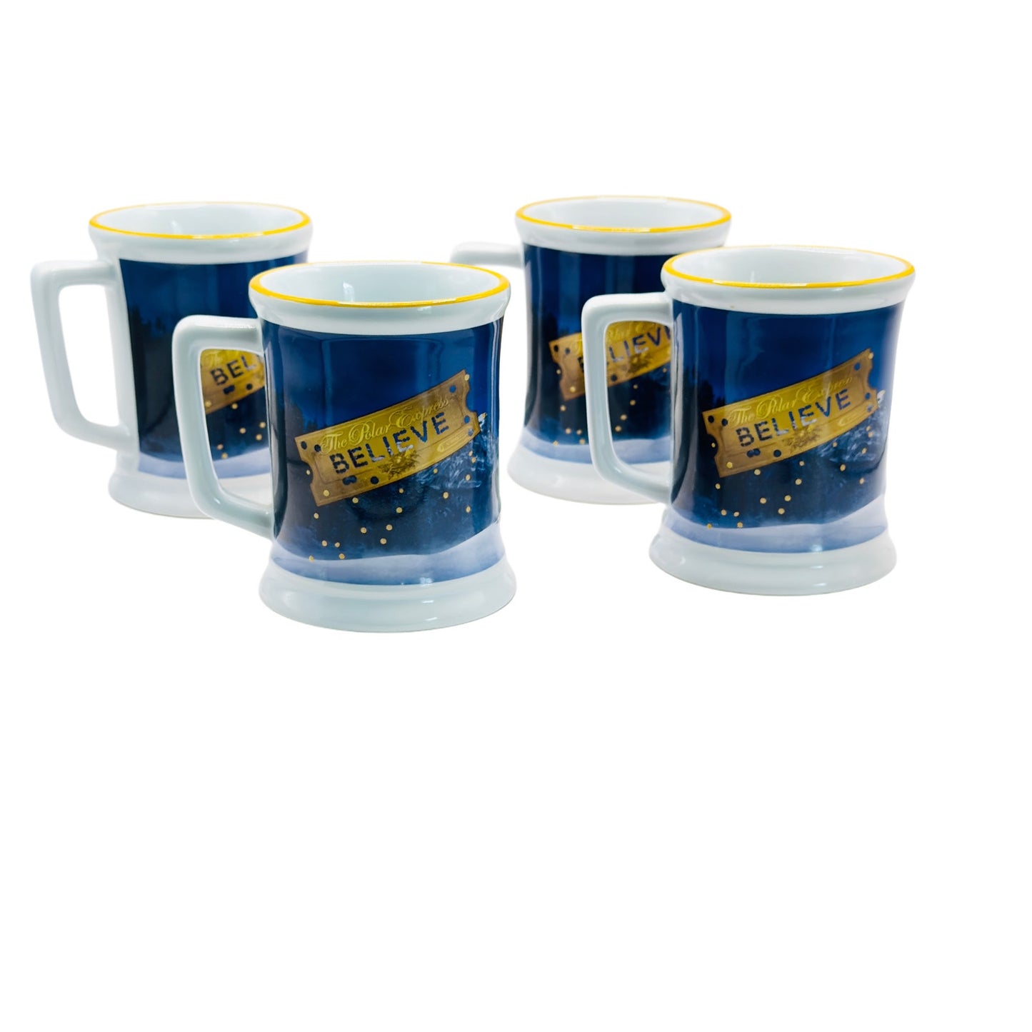 Polar Express Mugs Set of 4  - Believe Holiday Edition - Never Used