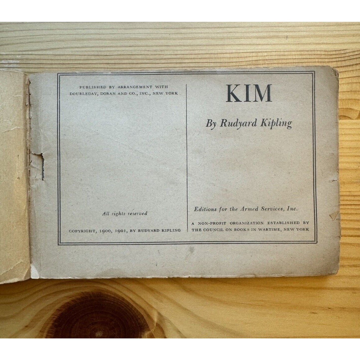 Kim by Rudyard Kipling - Rare 1944 1st Ed Thus, Armed Services Edition WW2