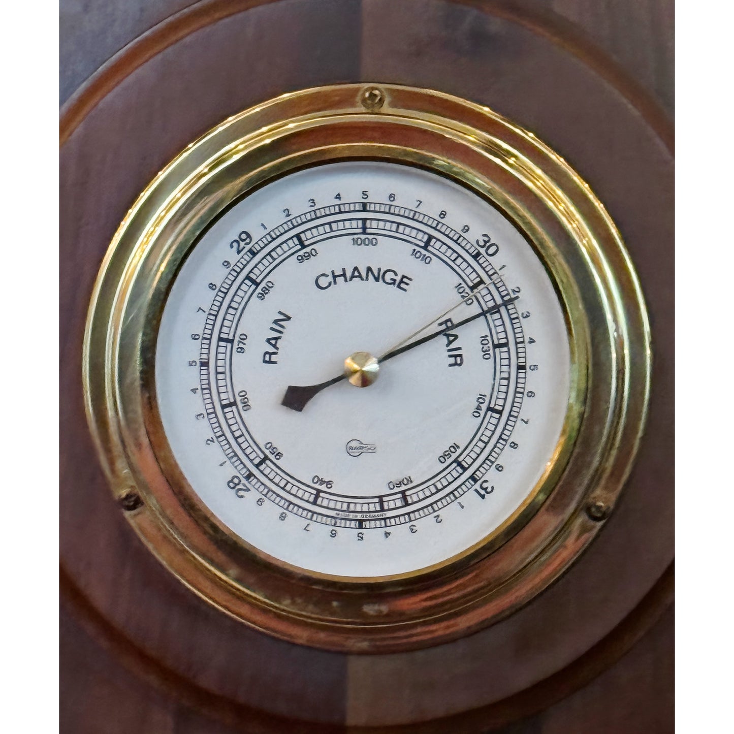 Vintage Barigo Weather Station - Thermometer Barometer in Brass Wood  Wall Mount