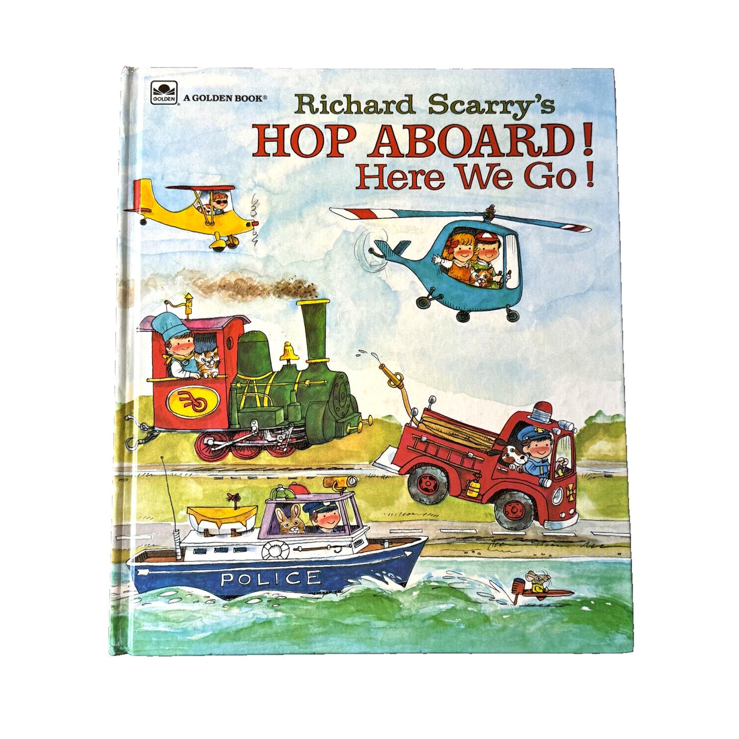 1987 Richard Scarry Hop Aboard Here We Go - Vintage Golden Book