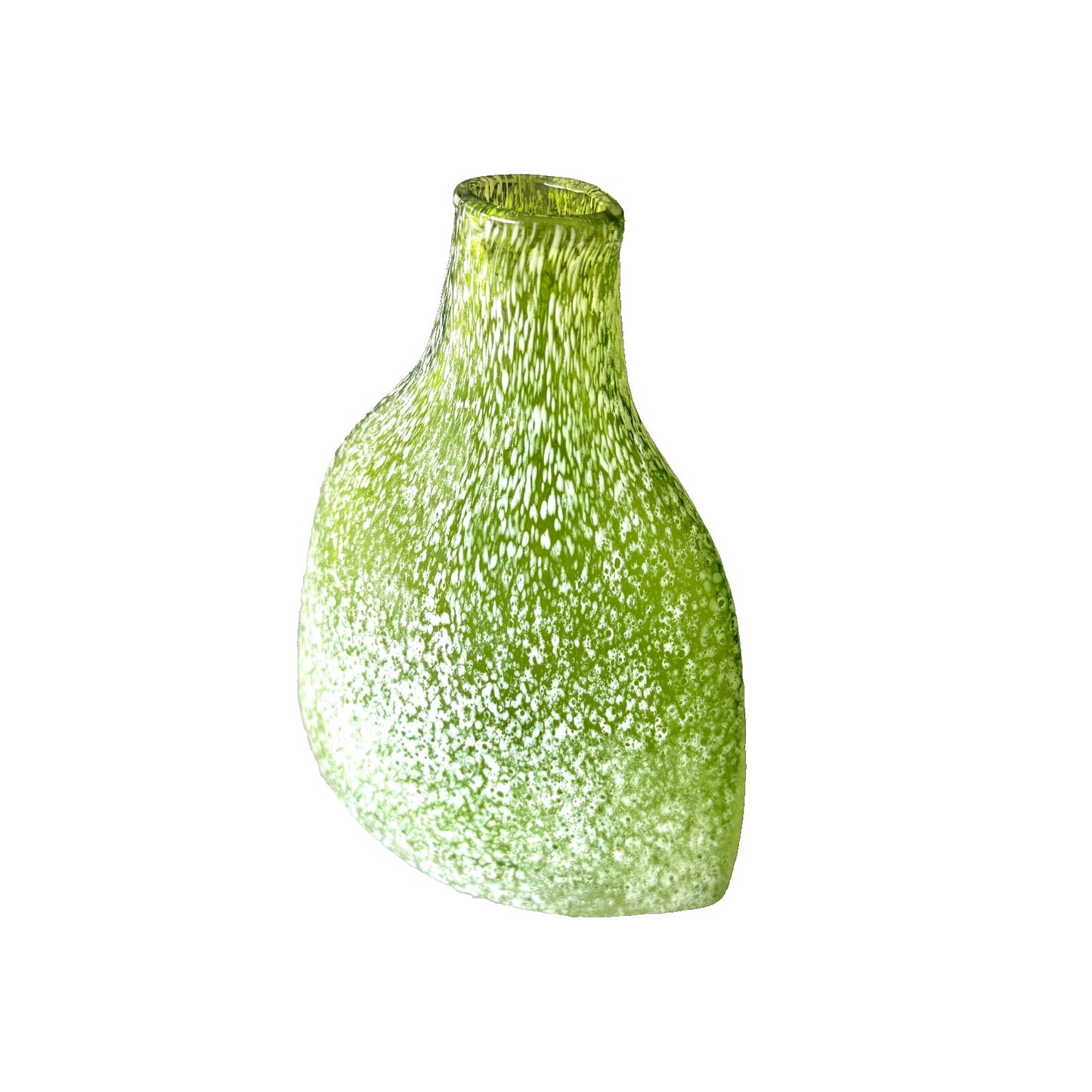 Green Speckled Glass Decorative Vase - Beach Decor Accent Piece