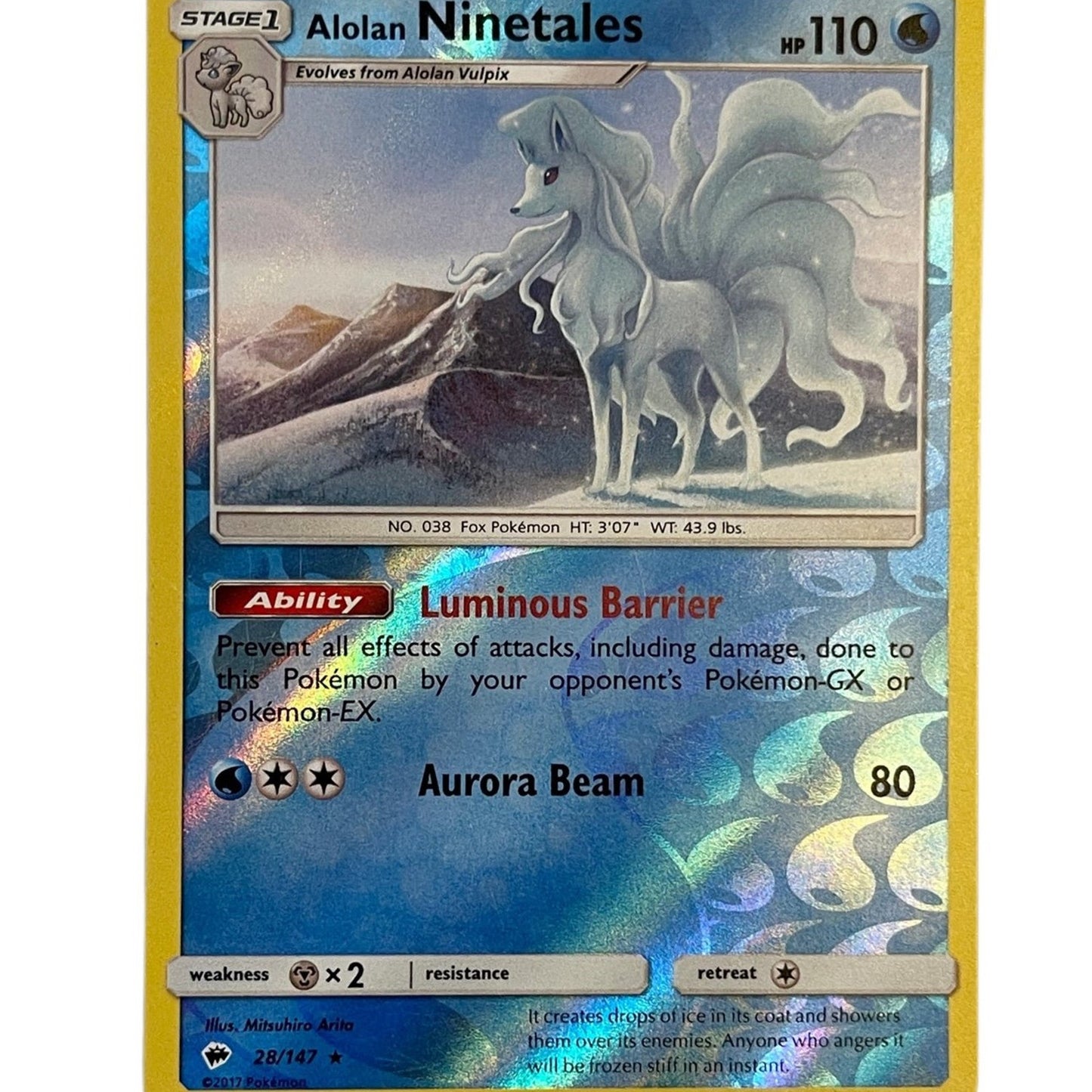 Pokemon Alolan Ninetails #28 Burning Shadow 2017 - Rare, Ungraded Pokemon Card