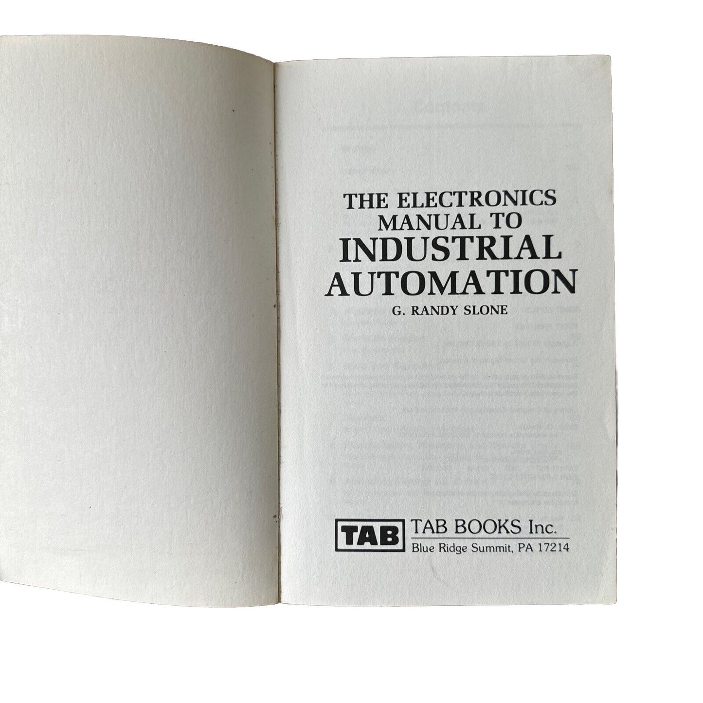 Electronics Manual to Industrial Automation G. Randy Slone 1987 1st Ed 1st Print